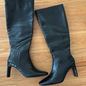 New York and company black faux croc boots